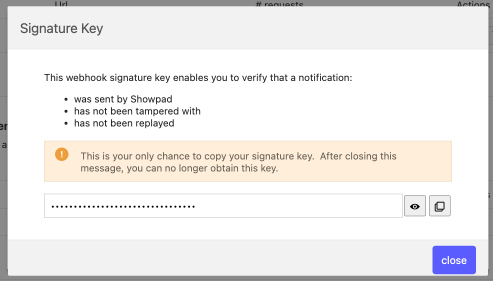 Copy signature key