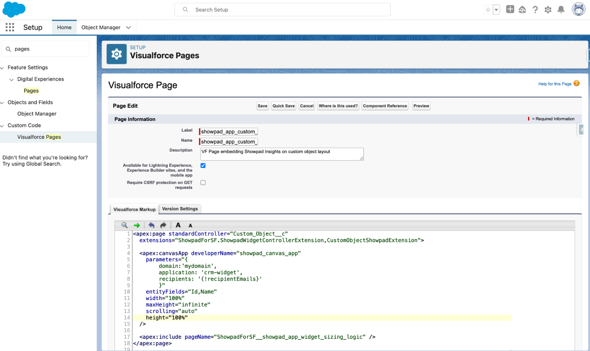 visualforce page